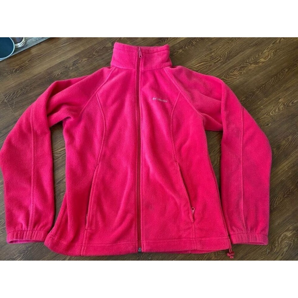 Columbia Women's Fuchsia Pink Zipper Fleece Jacket Size Menium M GUC